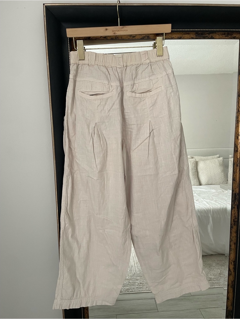 Free People Wide Leg Linen-Blend Pants in Beige - Picture 5 of 5